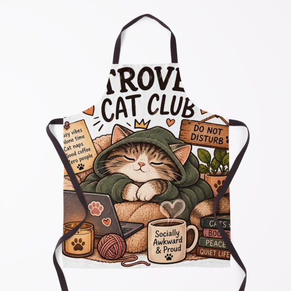 Item preview, Cozy Introvert Cat Club – Cute Homebody Cat designed and sold by ArtBySylvia.