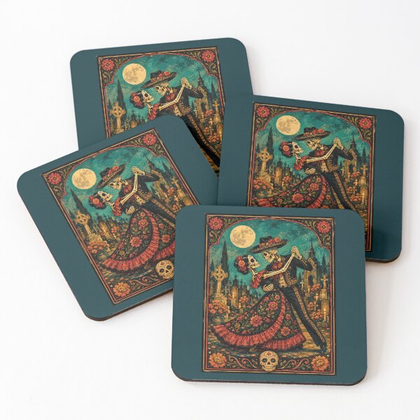 Item preview, Dancing Skeletons Day of the Dead Moonlight Waltz designed and sold by Apex & Anthem .
