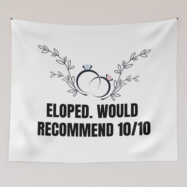 Item preview, Eloped Would Recommend 10/10 Funny Elopement Botanical Rings designed and sold by ARACREATIVECO.