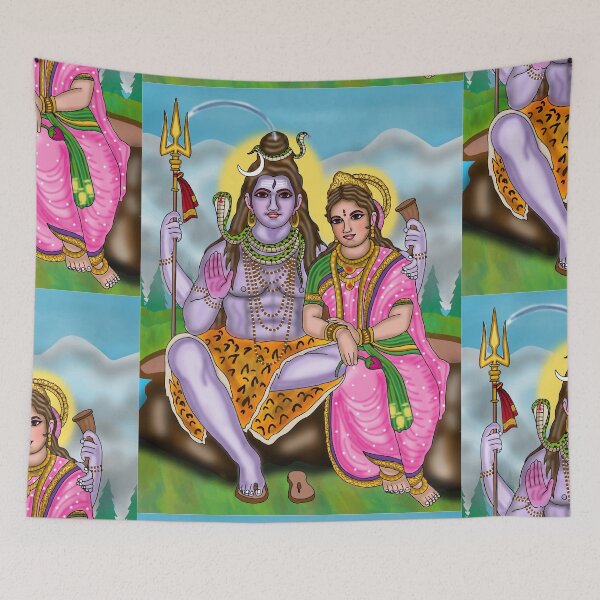 Item preview, Shiva Parvati Artwork | Divine Hindu Couple Digital Painting & Spiritual Illustration designed and sold by Harshit_Digital_Arts.