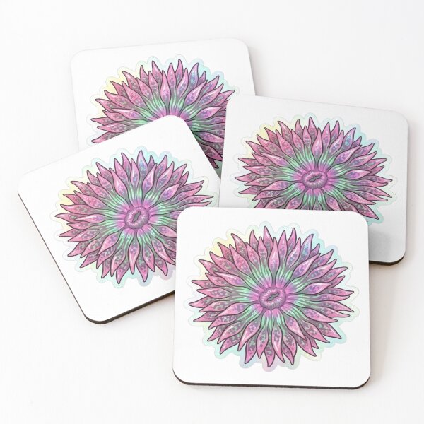 Item preview, Glittery Pink and Green Sea Anemone Art designed and sold by KenworksDigital.
