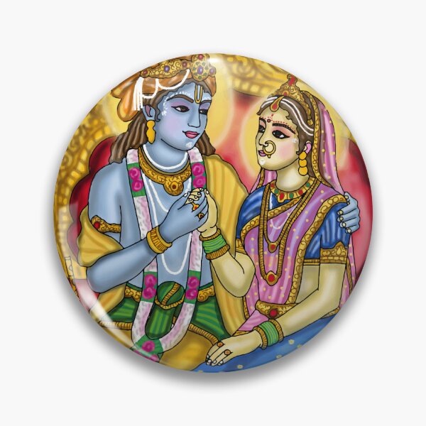 Item preview, Radha Krishna Artwork | Divine Hindu Couple Digital Painting & Spiritual Illustration designed and sold by Harshit_Digital_Arts.