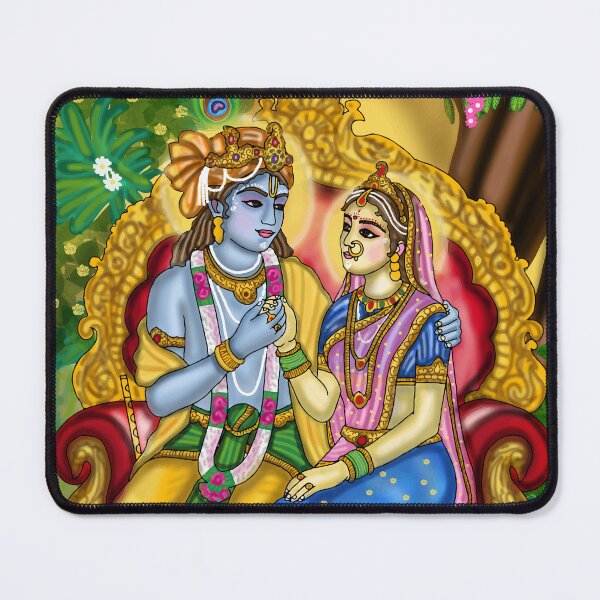 Item preview, Radha Krishna Artwork | Divine Hindu Couple Digital Painting & Spiritual Illustration designed and sold by Harshit_Digital_Arts.