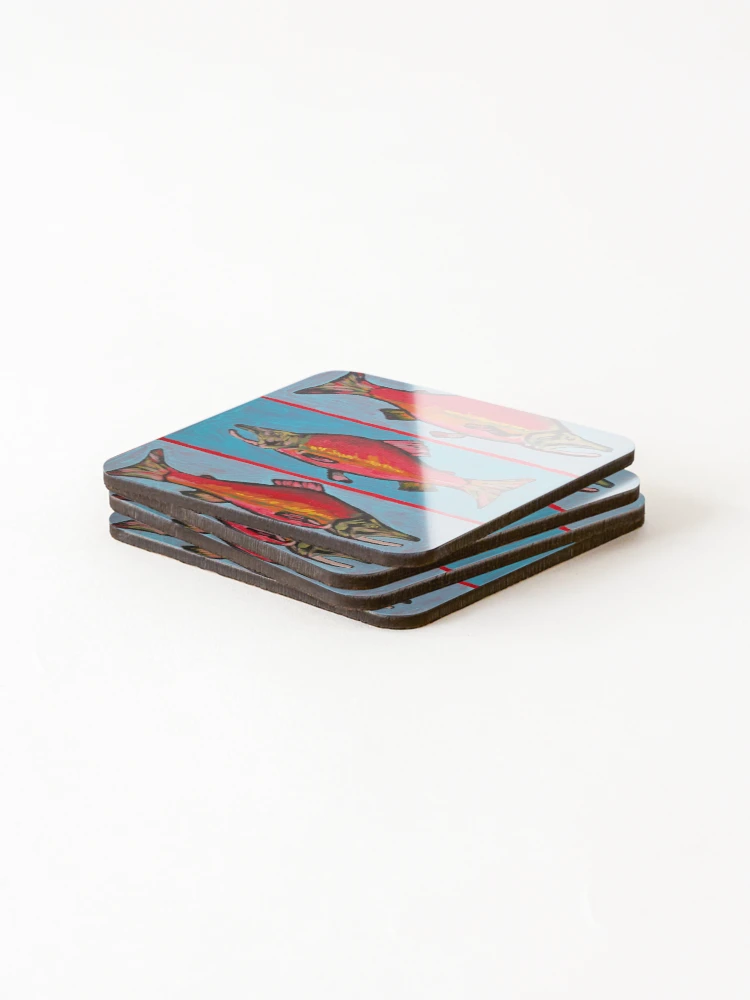 Thumbnail 4 of 5, Coasters (Set of 4), Kokanee Salmon designed and sold by RudyYoder.