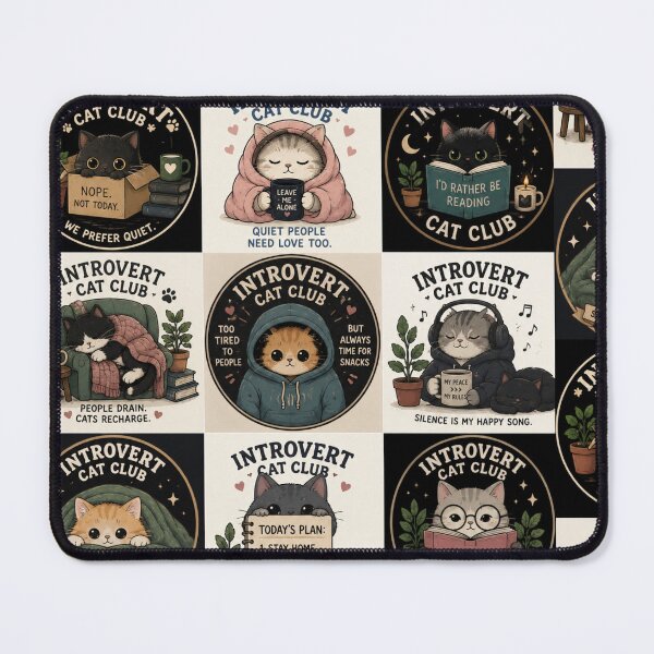 Item preview, Cozy Introvert Cat Club – Cute Homebody Cat designed and sold by ArtBySylvia.