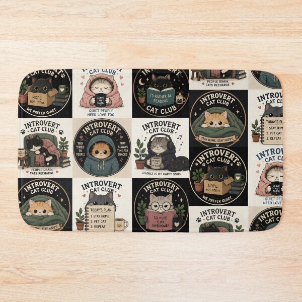 Item preview, Cozy Introvert Cat Club – Cute Homebody Cat designed and sold by ArtBySylvia.