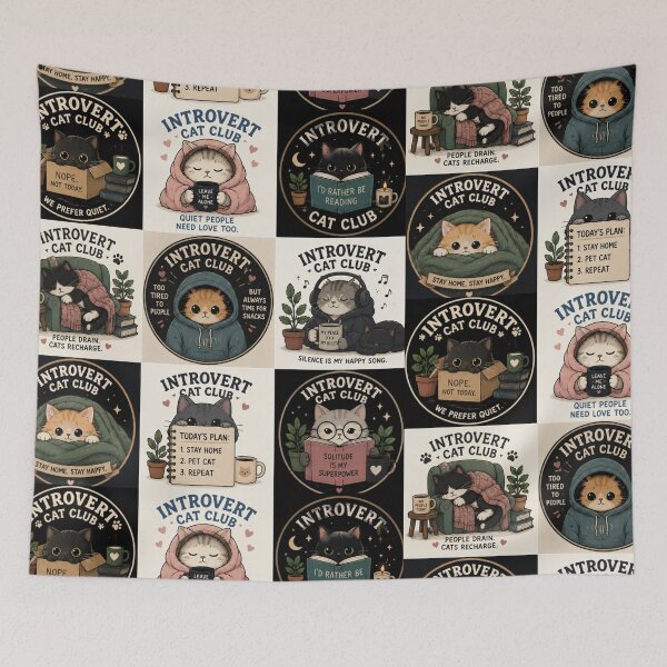 Item preview, Cozy Introvert Cat Club – Cute Homebody Cat designed and sold by ArtBySylvia.