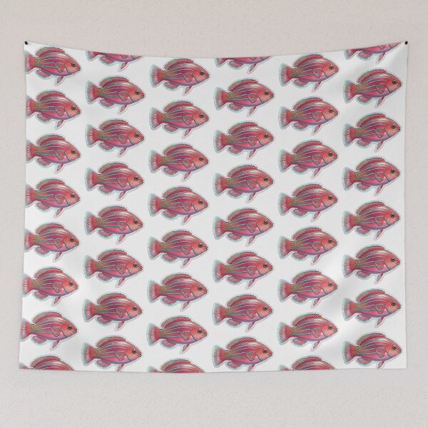 Item preview, Vibrant Pink Striped Tropical Reef Fish designed and sold by KenworksDigital.