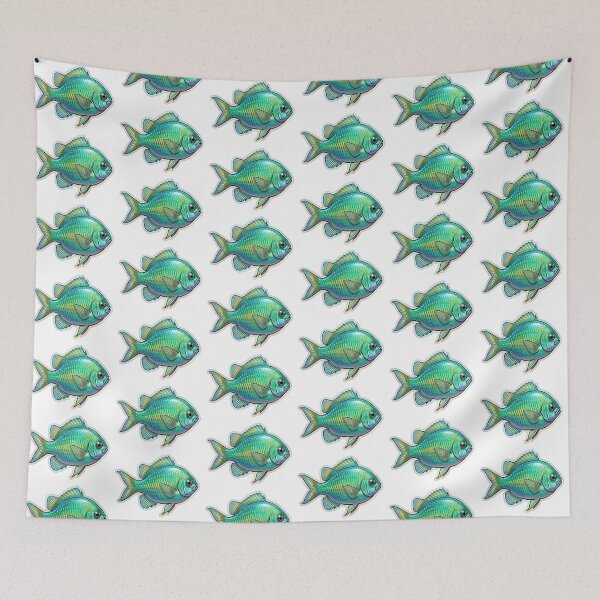 Item preview, Green Chromis Tropical Reef Fish Illustration designed and sold by KenworksDigital.
