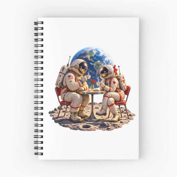 Item preview, Lunar Coffee Date – Vintage Astronaut Couple Romance designed and sold by builtforyou.