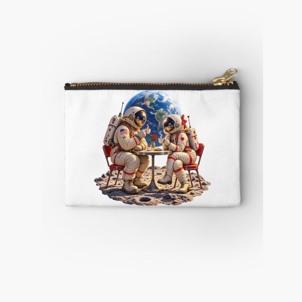 Item preview, Lunar Coffee Date – Vintage Astronaut Couple Romance designed and sold by builtforyou.