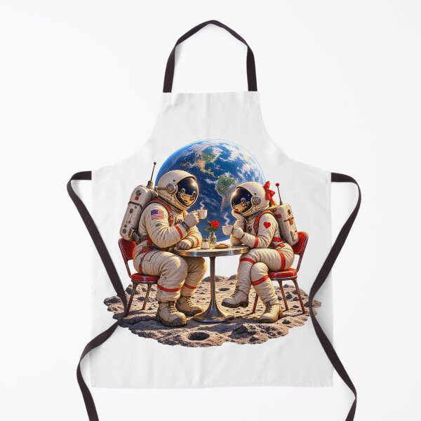 Item preview, Lunar Coffee Date – Vintage Astronaut Couple Romance designed and sold by builtforyou.