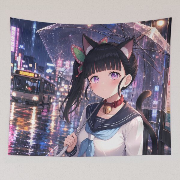 Item preview, Kanao Tsuyuri Demon Slayer Neon Rain City Night designed and sold by Dashsopaner.