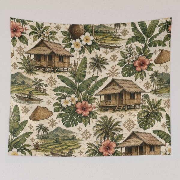 Item preview, Bahay Kubo Filipino Botanical Pattern – Philippines Tropical Heritage designed and sold by RJACreative.