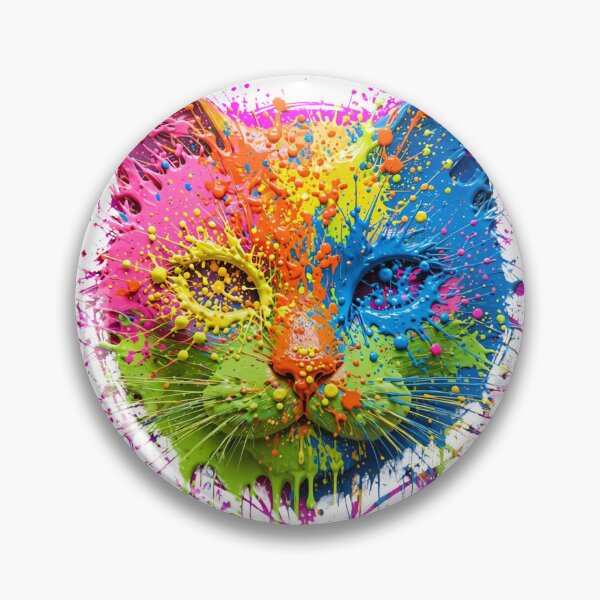Item preview, Neon Paint Splash Cat Head - Colorful Abstract Cat Face Art designed and sold by Csaba1983.