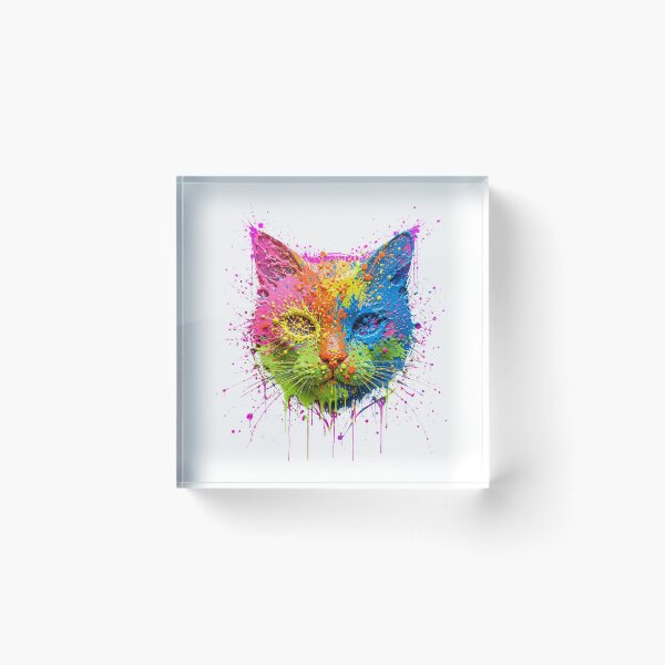 Item preview, Neon Paint Splash Cat Head - Colorful Abstract Cat Face Art designed and sold by Csaba1983.