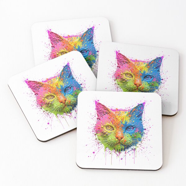 Item preview, Neon Paint Splash Cat Head - Colorful Abstract Cat Face Art designed and sold by Csaba1983.