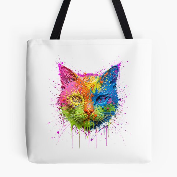 Item preview, Neon Paint Splash Cat Head - Colorful Abstract Cat Face Art designed and sold by Csaba1983.