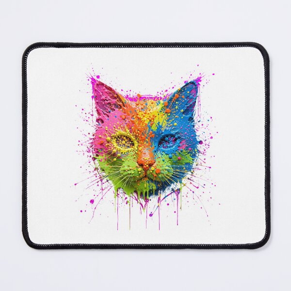 Item preview, Neon Paint Splash Cat Head - Colorful Abstract Cat Face Art designed and sold by Csaba1983.