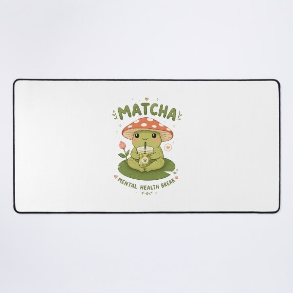 Item preview, Matcha Mental Health Break Frog | Cute Cottagecore Frog & Mushroom designed and sold by Dazzle-Sizzle.