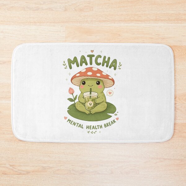 Item preview, Matcha Mental Health Break Frog | Cute Cottagecore Frog & Mushroom designed and sold by Dazzle-Sizzle.