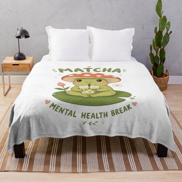Item preview, Matcha Mental Health Break Frog | Cute Cottagecore Frog & Mushroom designed and sold by Dazzle-Sizzle.
