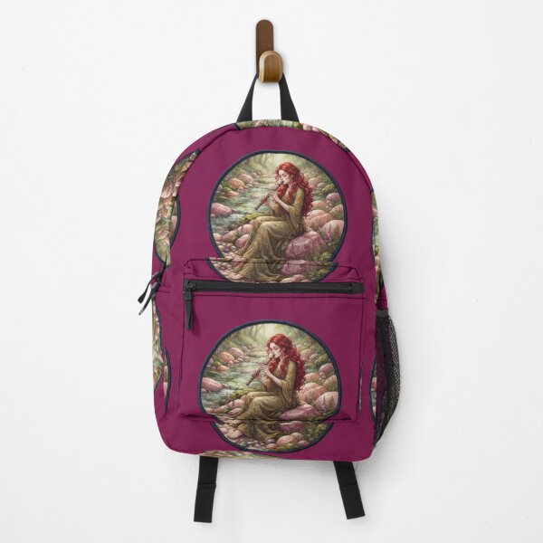 Item preview, Redheaded Maiden Playing Flute Fantasy Illustration designed and sold by Azurart2.