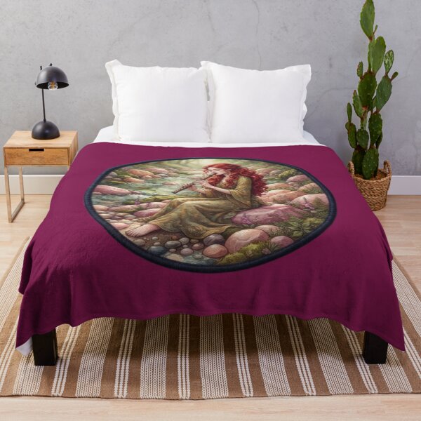 Item preview, Redheaded Maiden Playing Flute Fantasy Illustration designed and sold by Azurart2.