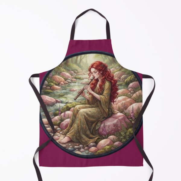 Item preview, Redheaded Maiden Playing Flute Fantasy Illustration designed and sold by Azurart2.