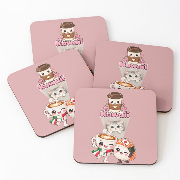 Item preview, Kawaii Coffee Sushi & Cute Cat – Italy Japan Friendship designed and sold by The Kawaii Forge.