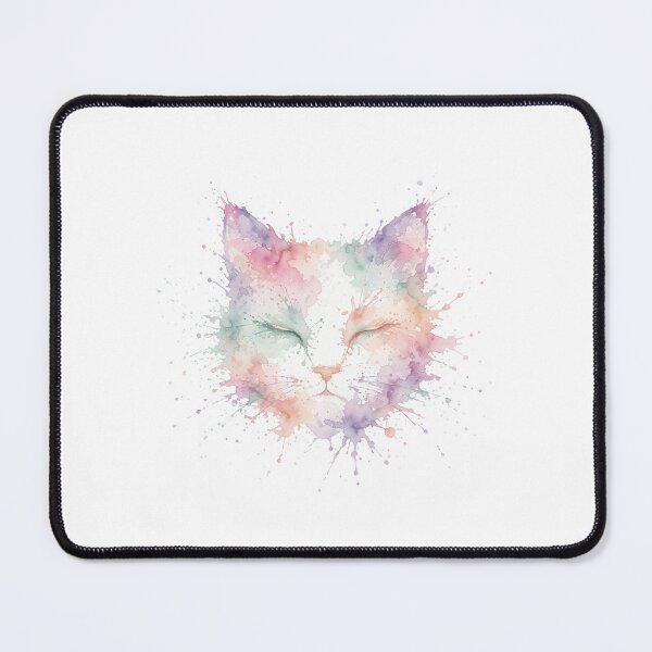 Item preview, Pastel Watercolor Splash Cat - Soft Aesthetic Cat Head Art designed and sold by Csaba1983.