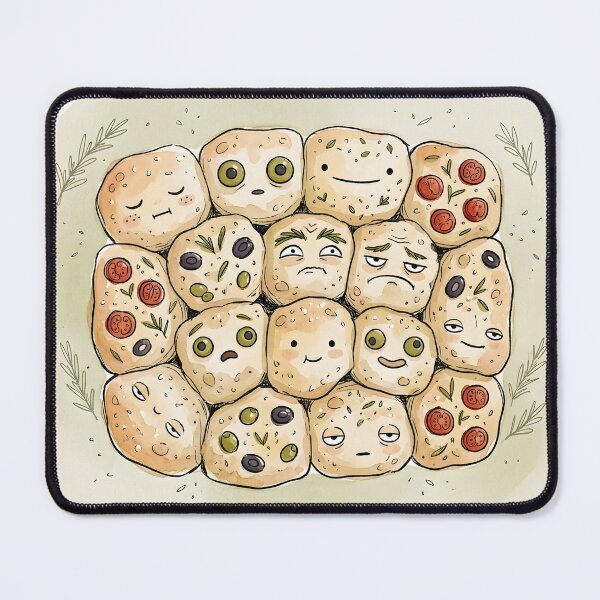 Item preview, Cute Focaccia Bread Pile Kawaii Bakery Illustration designed and sold by DuckOddity.