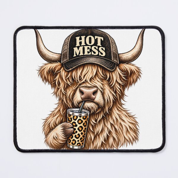 Item preview, Hot Mess Highland Cow Funny Cow Lover designed and sold by Made for Grins Co.
