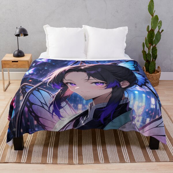 Item preview, Shinobu Kocho Demon Slayer Neon Rain Butterfly Night designed and sold by Dashsopaner.
