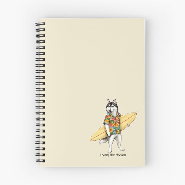 Item preview, Surfing Husky Living the Dream - Funny Siberian Husky Beach Art designed and sold by Pure Breed Studio.