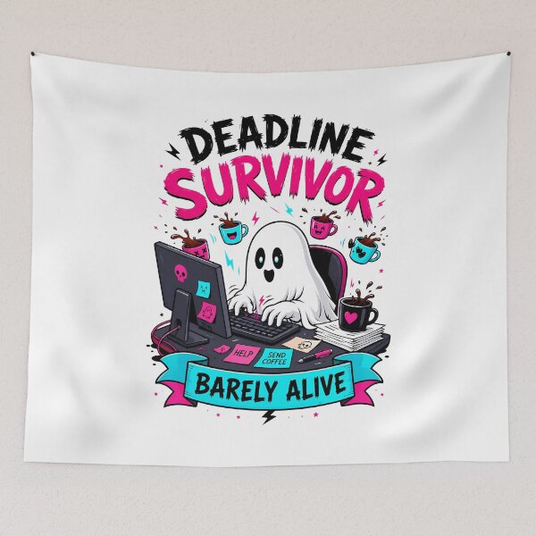 Item preview, Deadline Survivor Barely Alive Ghost | Funny Work & Student Desk designed and sold by Dazzle-Sizzle.