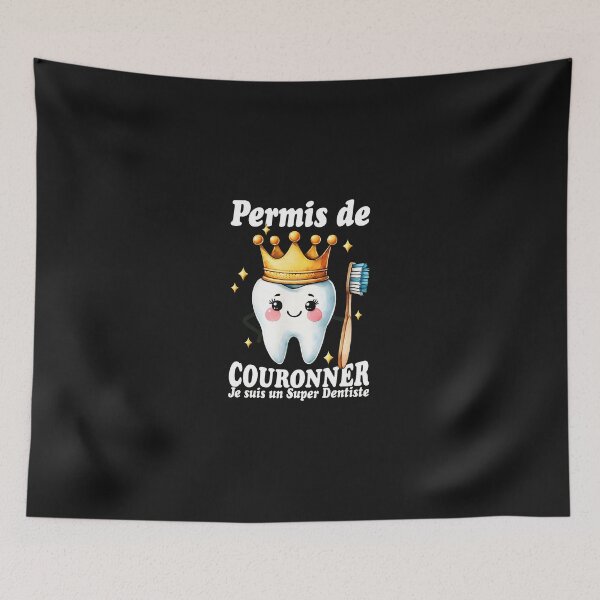 Item preview, Dentist Tooth Crowned Super Dentist French Text designed and sold by xqklwnyqv.