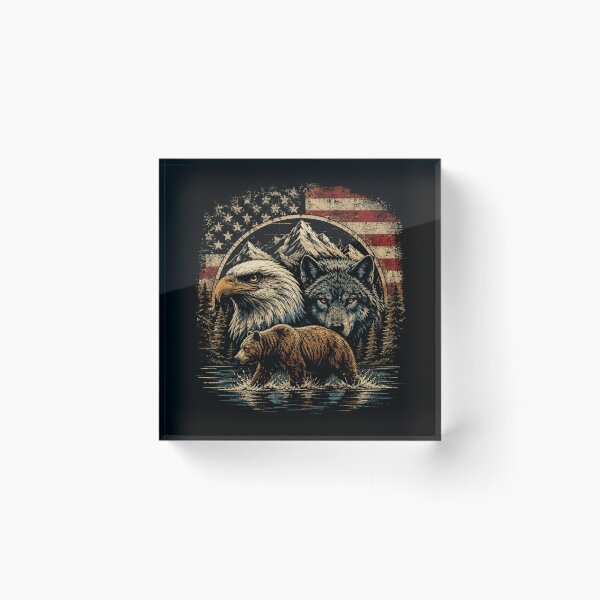 Item preview, American Wildlife Trio Vintage Patriotic Wilderness Adventure designed and sold by Moizento.