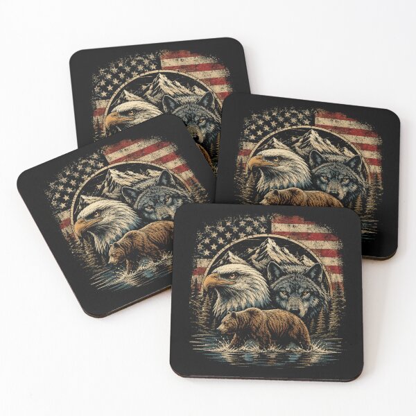 Item preview, American Wildlife Trio Vintage Patriotic Wilderness Adventure designed and sold by Moizento.