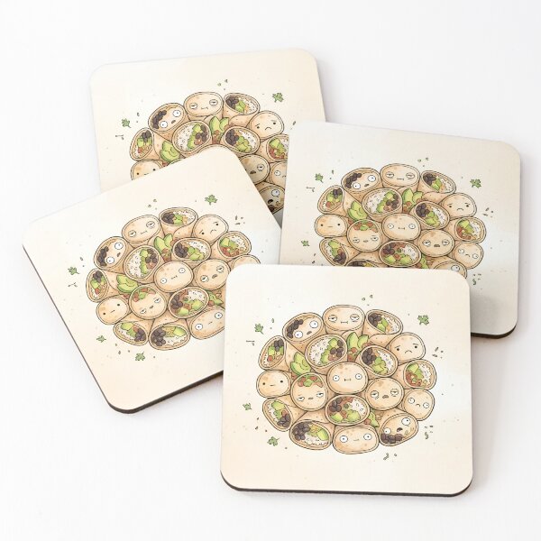 Item preview, Lindos trozos de burrito estilo Kawaii, arte de comida mexicana designed and sold by DuckOddity.