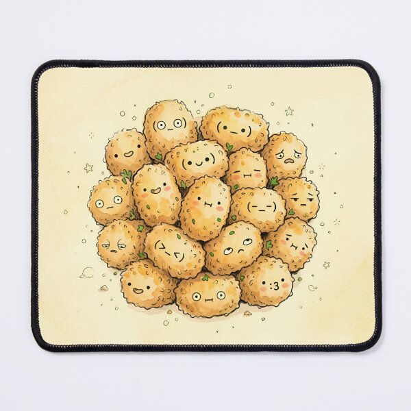 Item preview, Cute Potato Croquettes Kawaii Fried Food Illustration designed and sold by DuckOddity.
