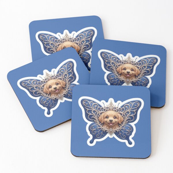 Item preview, Adorable royal puppy butterfly wings, in blue and gold designed and sold by Azurart2.