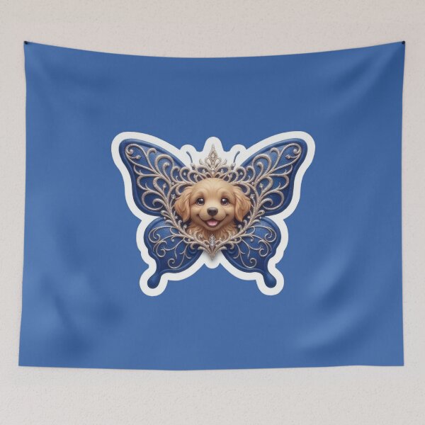 Item preview, Adorable royal puppy butterfly wings, in blue and gold designed and sold by Azurart2.