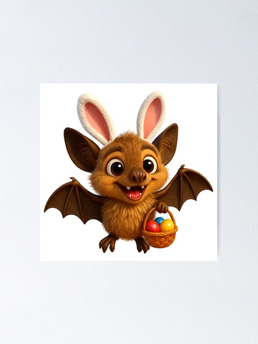 Thumbnail 1 of 3, Poster, Easter Whiskered Bat designed and sold by Sillytoe.