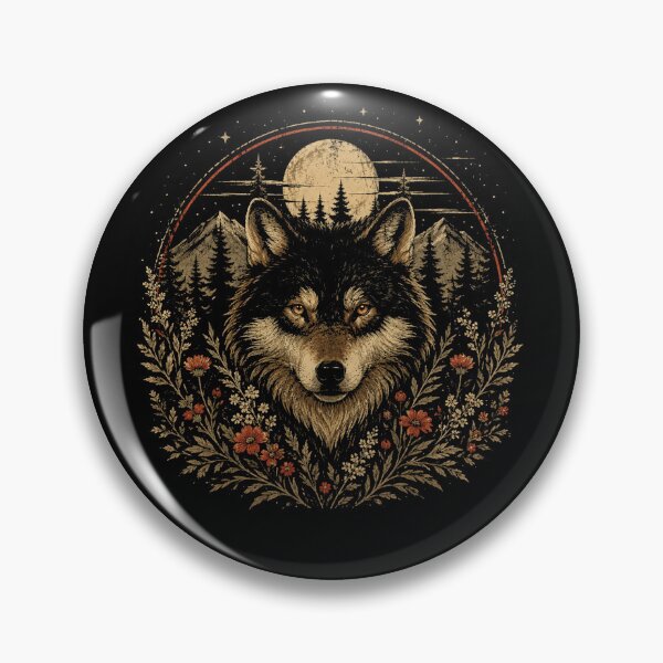 Item preview, Retro Wolf Moon Wildflower Vintage Nature Spirit  designed and sold by Moizento.