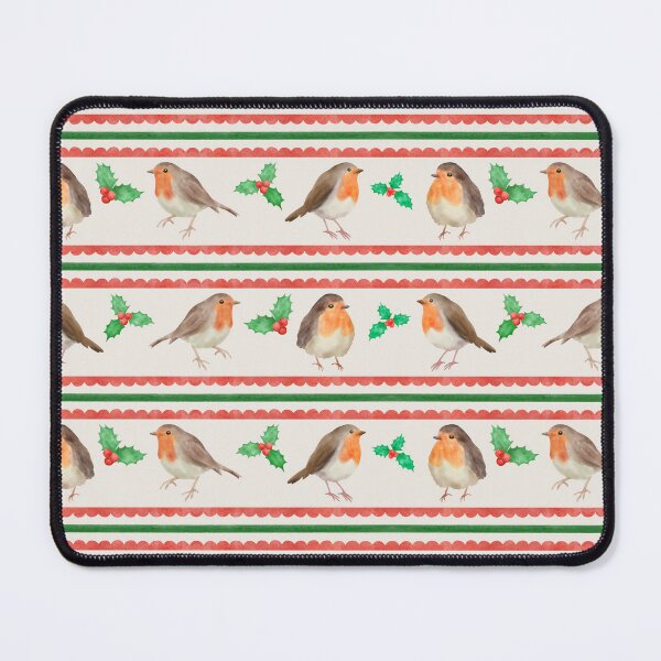 Item preview, Watercolor Christmas Robins and Holly Pattern on Cream designed and sold by QuestingPixel.
