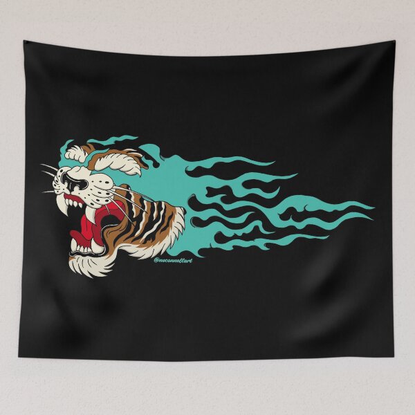 Item preview, Traditional Tattoo Inspired Tiger with Flames designed and sold by noconnellart.