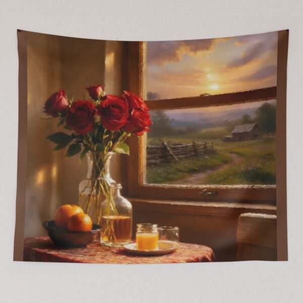 Item preview, Roses by the Window at Sunset designed and sold by Zeph1.
