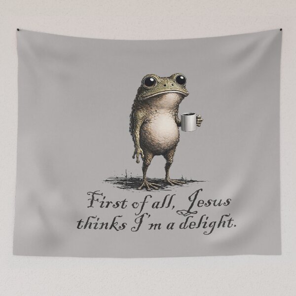 Item preview, Funny Frog Coffee First of All Jesus Thinks I'm A Delight designed and sold by GreggRoss.