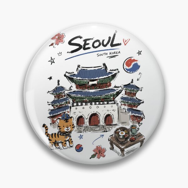 Item preview, Cute Gyeongbokgung Palace Seoul Doodle Art v2 designed and sold by RamyGallery.